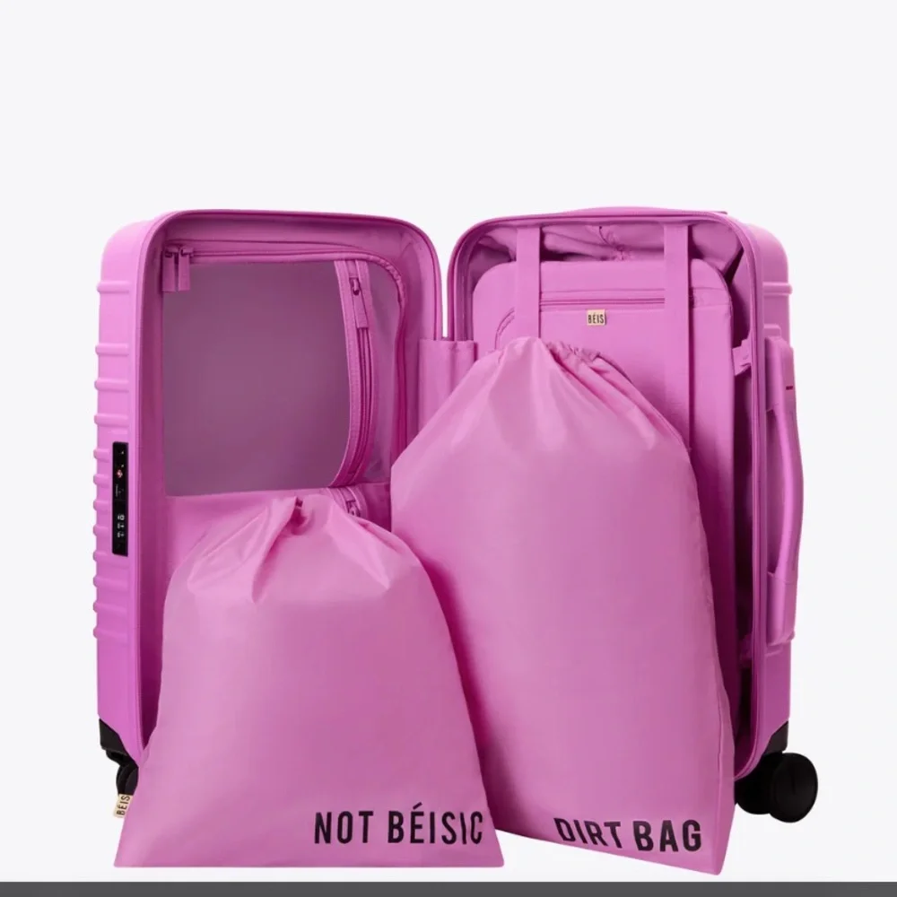 BEIS GLOSSY BERRY small Carry-On roller Luggage 2 matching packing cube/ bags - Picture 6 of 6